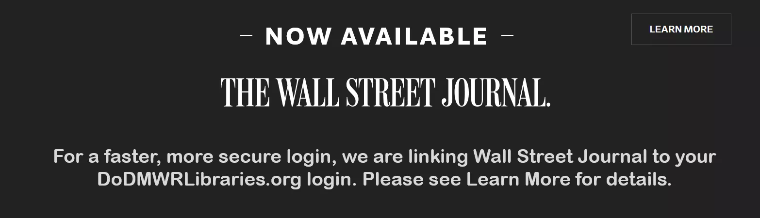 Wall Street Journal is now available for patron access via Single Sign-On